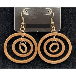 Handmade Aged Copper Triple Concentric Circle Earrings by Neanie-Bot